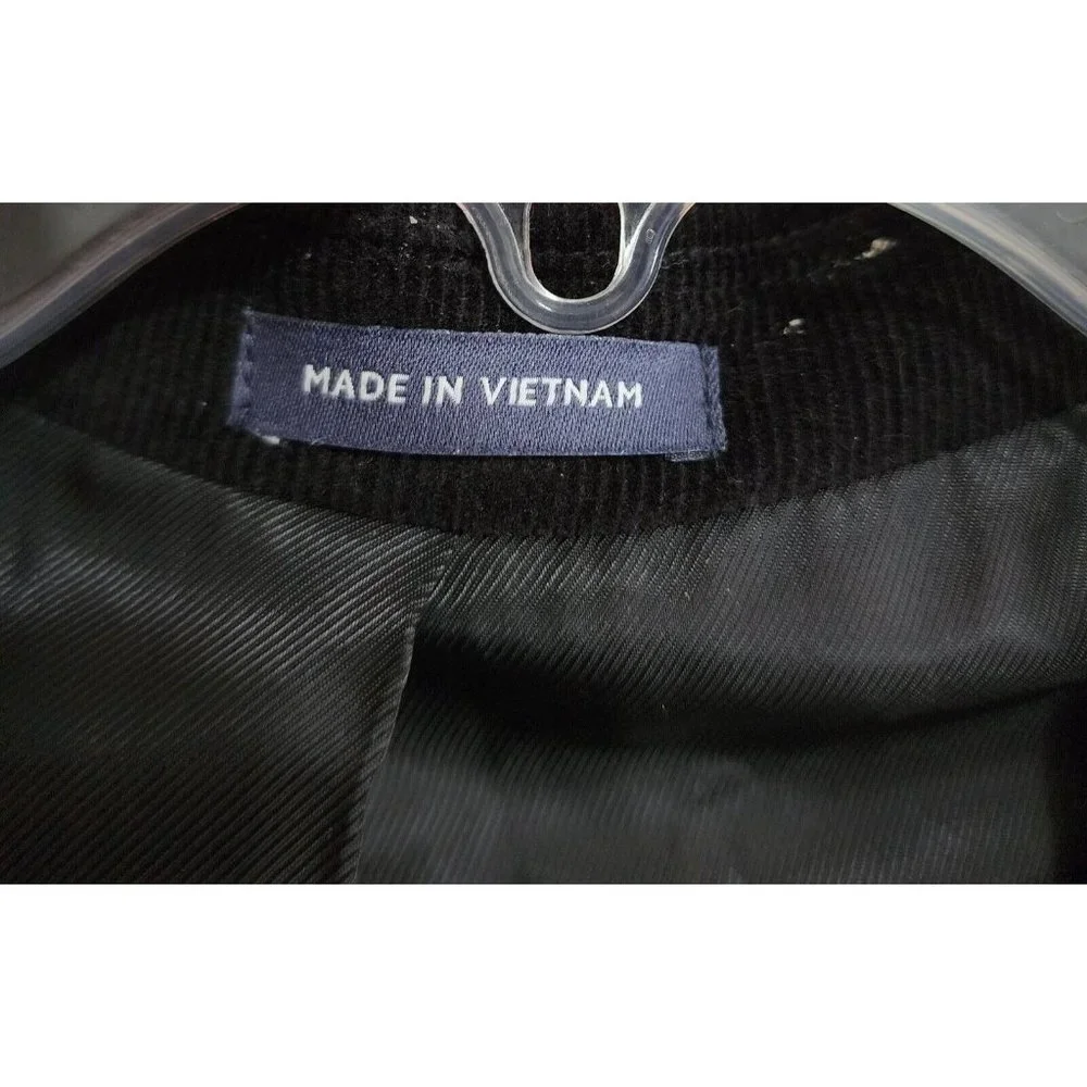 Stafford Black Corduroy Classic Fit Blazer Suit‎ Jacket Elbow Patch Size 48 REG